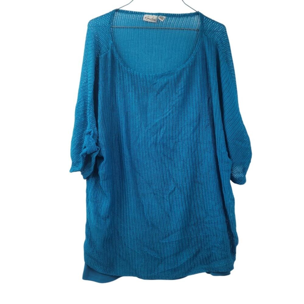 Kim Rogers Blue Knit Top Womens Size 1X